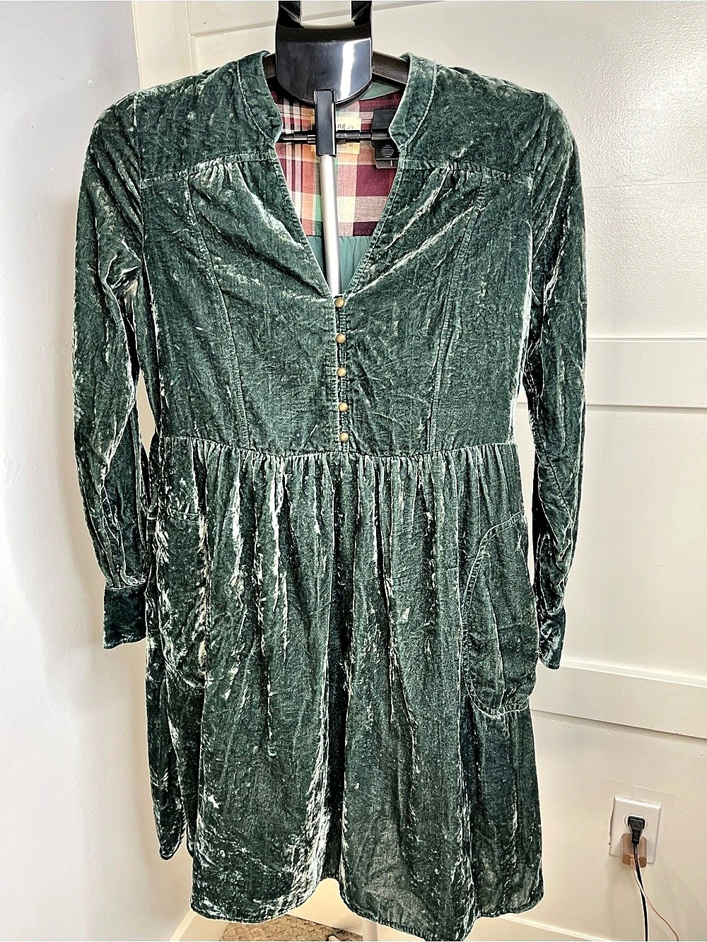 Holding Horses Velvet Mini Dress in Green Size XS Like New